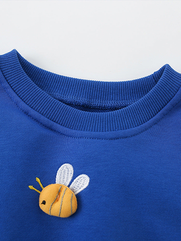 Garden Friends Royal Blue 3D Appliqué Sweatshirt for Girls & Boys 2-9 Years