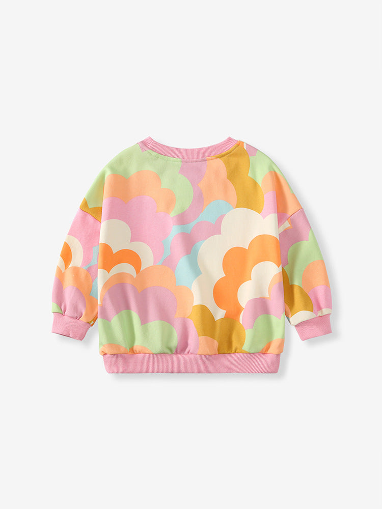 Groovy Clouds Pastel Multi-Color Sweatshirt for Girls & Boys 2-9 Years