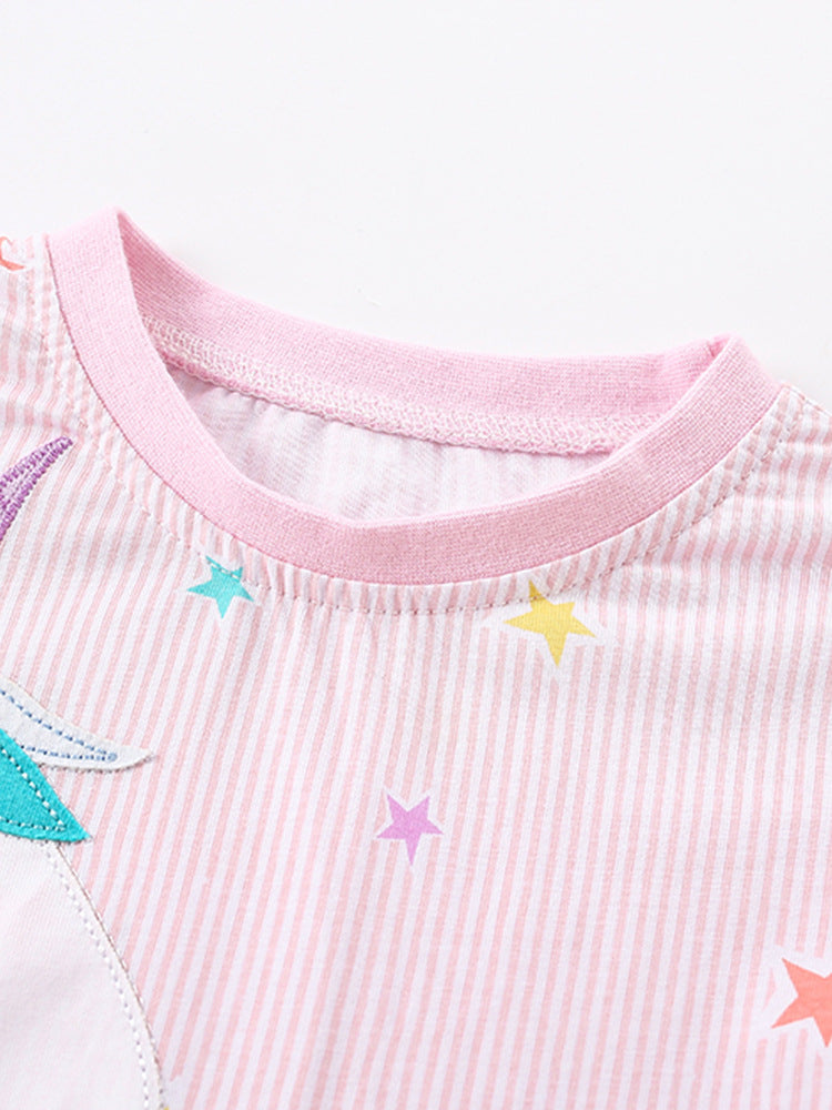 Stardust Dreamer Pink Unicorn Pajama Set for Girls 2-9 Years