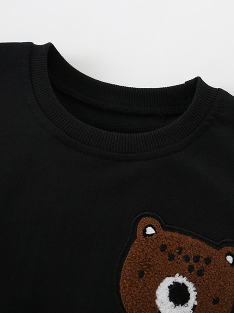 Cozy Bear Black Appliqué Sweatshirt for Girls & Boys 2-9 Years