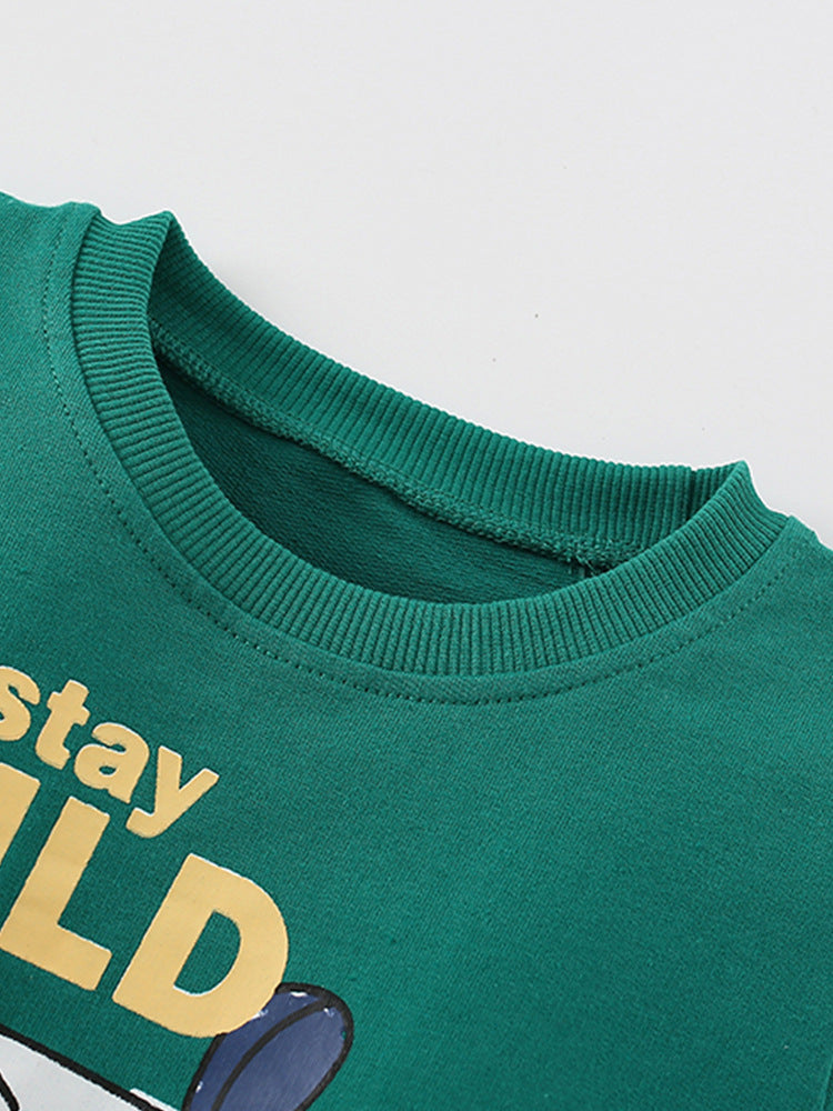 Stay Wild Green Graphic Sweatshirt for Girls & Boys 2-9 Years