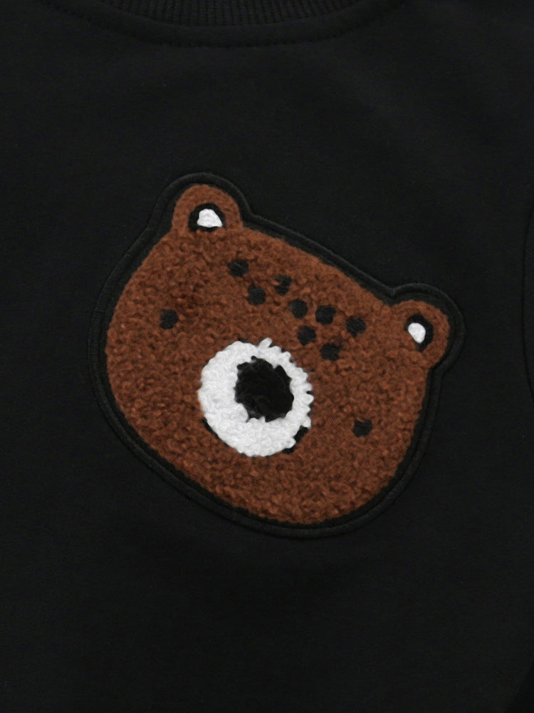 Cozy Bear Black Appliqué Sweatshirt for Girls & Boys 2-9 Years