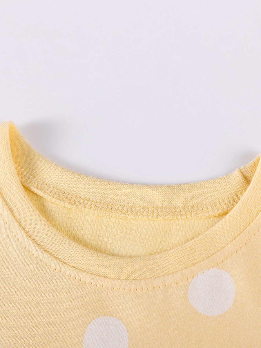 Sunny Swan Yellow Polka Dot Pocket Dress for Girls 2-9 Years
