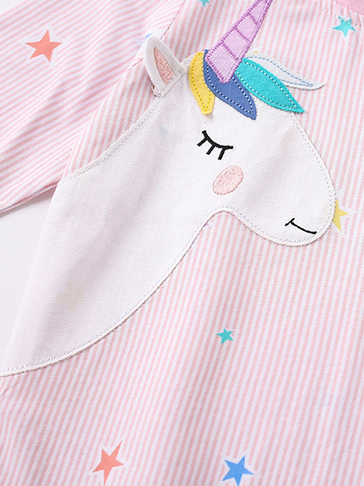 Stardust Dreamer Pink Unicorn Pajama Set for Girls 2-9 Years