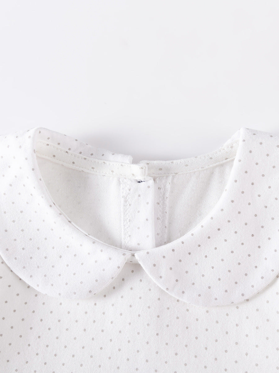 Meadow Bunny White Embroidered Dot Dress for Girls 2-9 Years