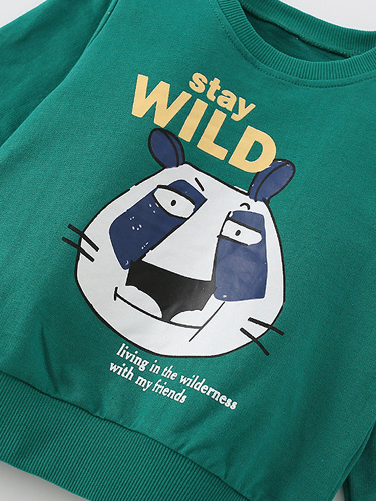 Stay Wild Green Graphic Sweatshirt for Girls & Boys 2-9 Years