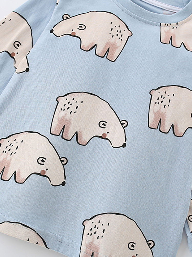 Arctic Friends Light Blue Polar Bear Pajama Set for Girls & Boys 2-9 Years