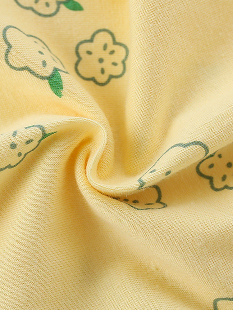 Fairy Garden Yellow Bunny Pajama Set for Girls 2-9 Years
