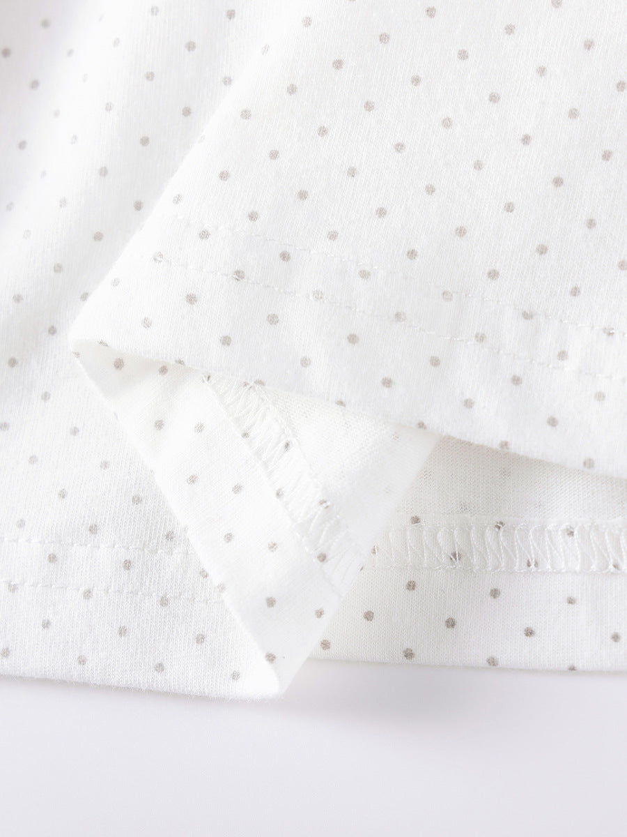 Meadow Bunny White Embroidered Dot Dress for Girls 2-9 Years
