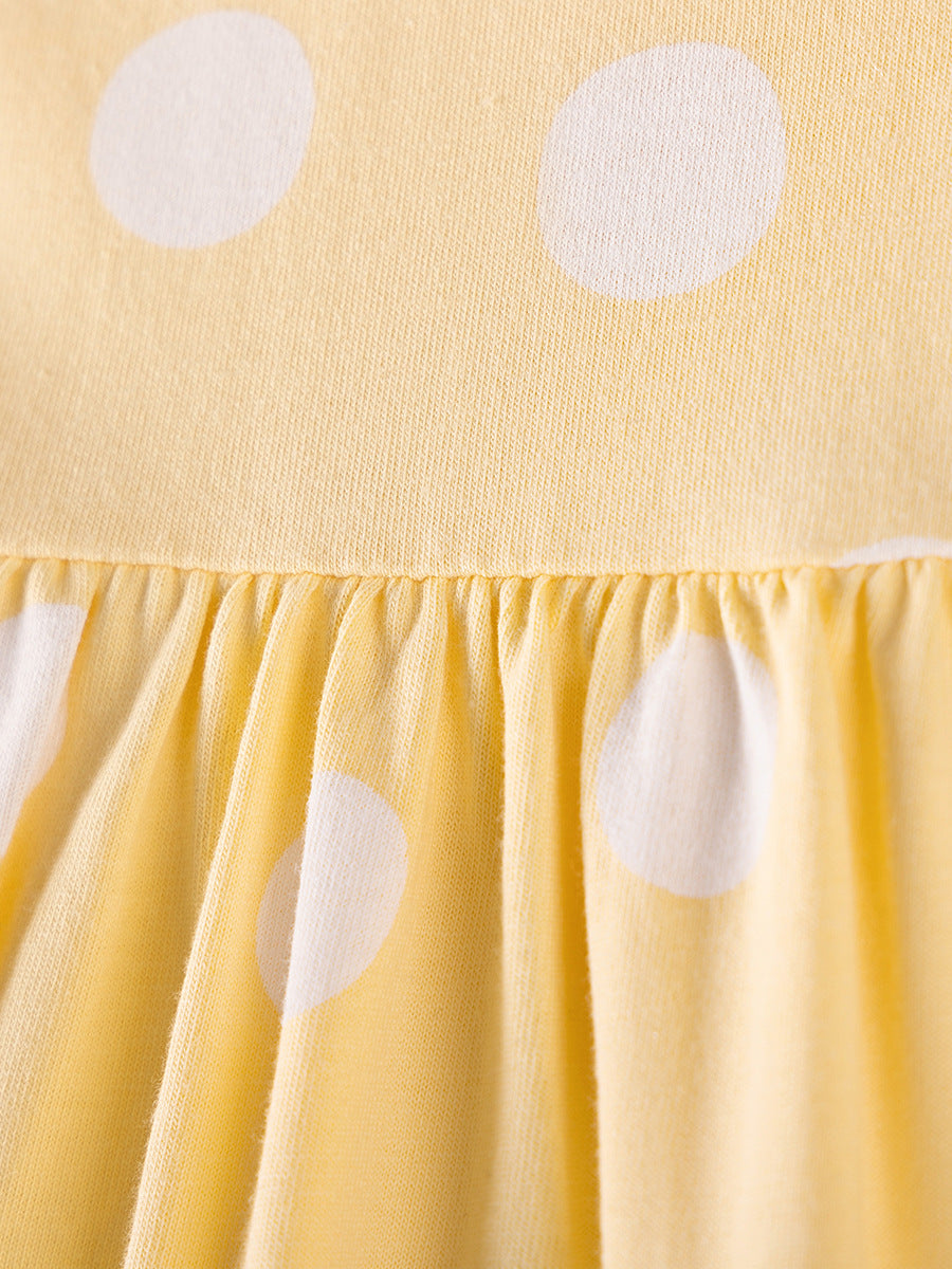 Sunny Swan Yellow Polka Dot Pocket Dress for Girls 2-9 Years
