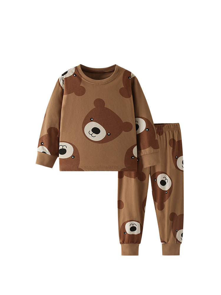 Sleepy Bear Brown Graphic Print Pajama Set for Girls & Boys 2-9 Years
