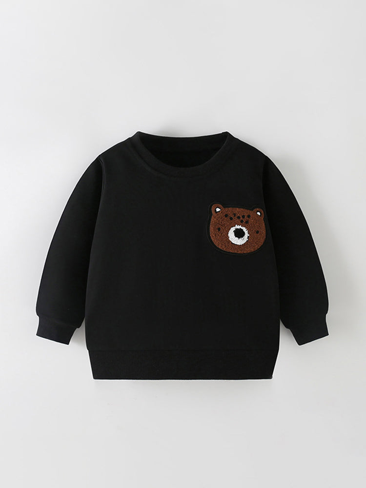 Cozy Bear Black Appliqué Sweatshirt for Girls & Boys 2-9 Years
