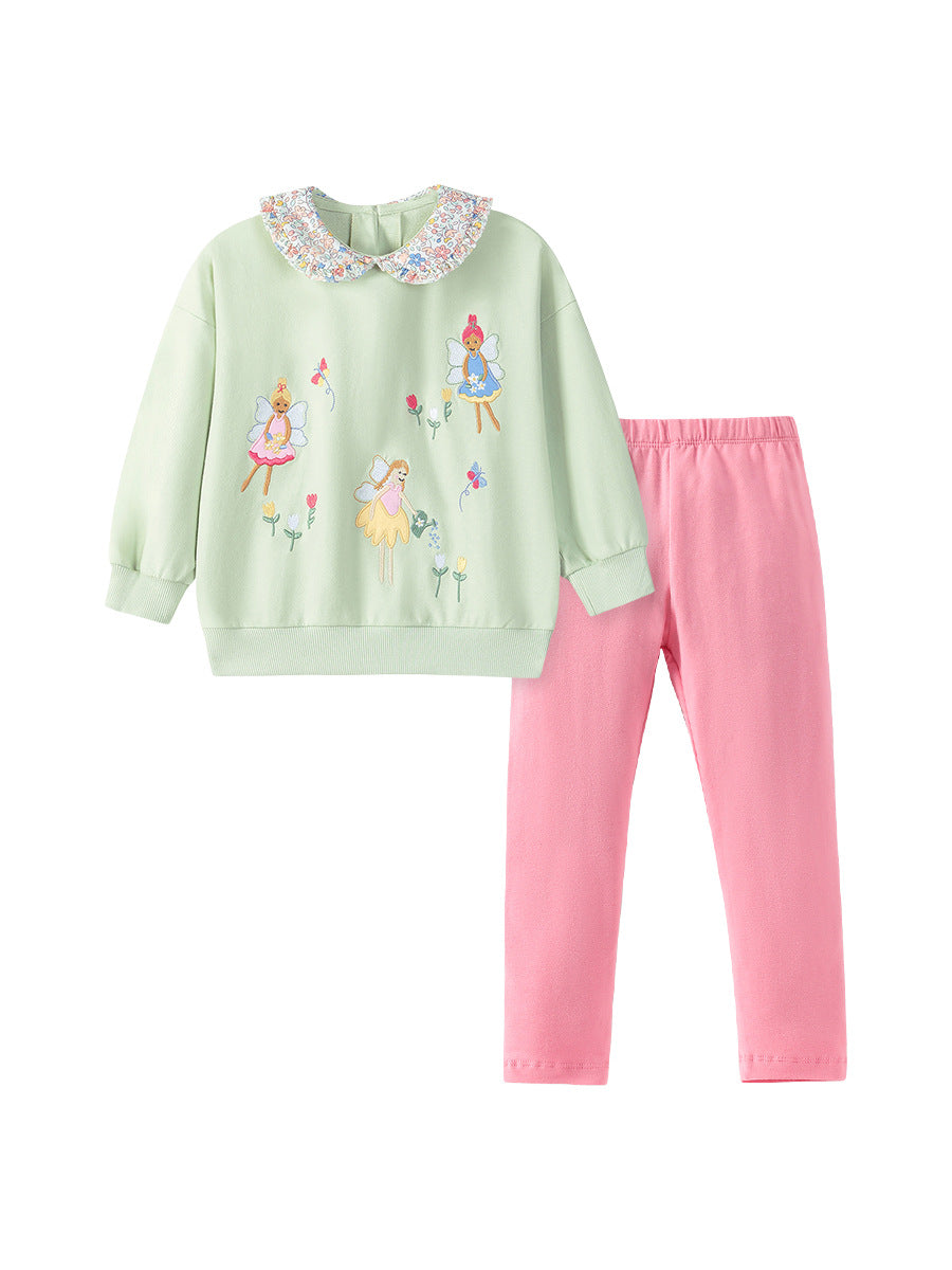 Fairy Garden Mint Collared Legging Set for Girls 2-9 Years