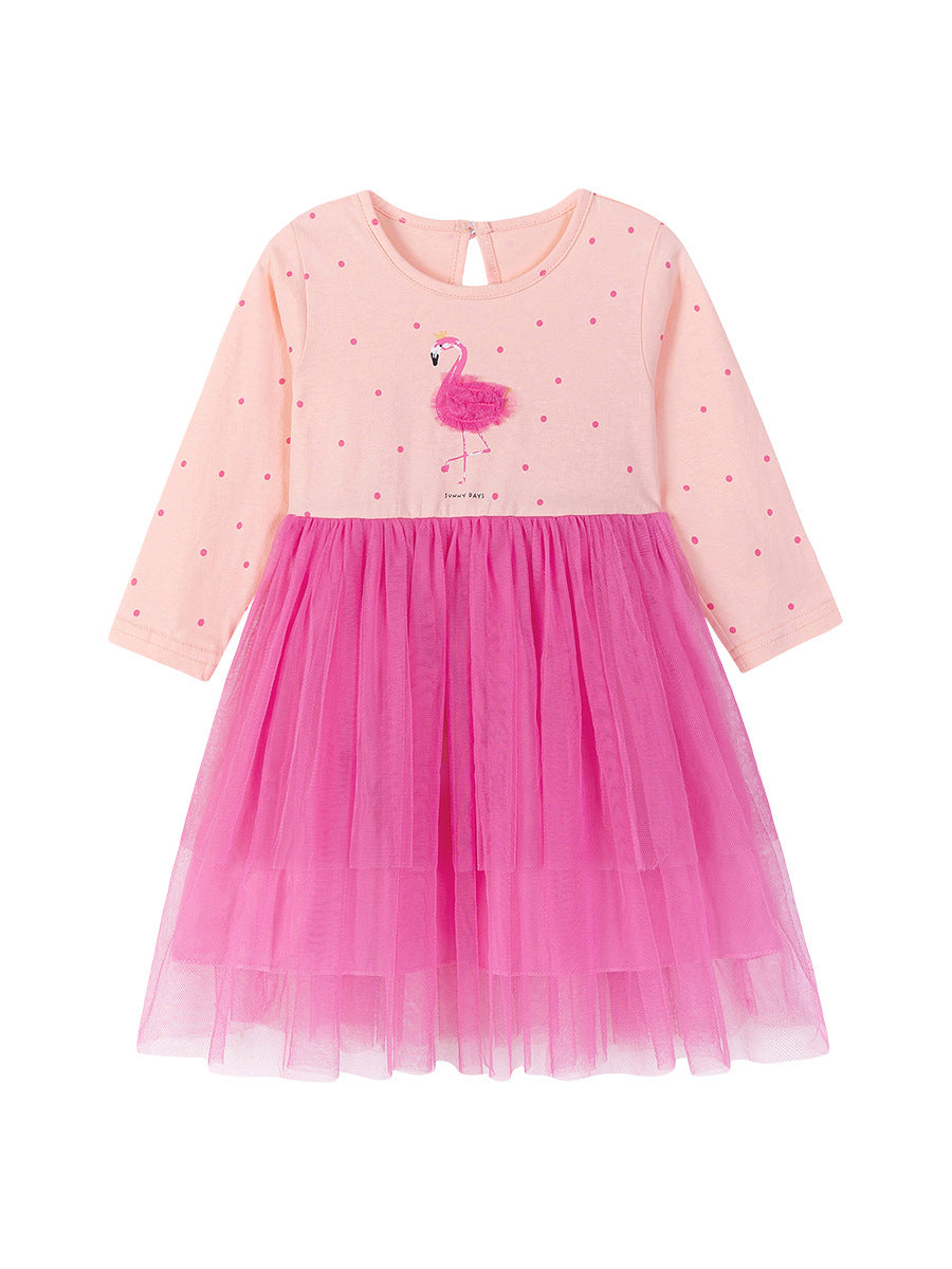 Fancy Flamingo Pink Tulle Tutu Dress for Girls 2-9 Years
