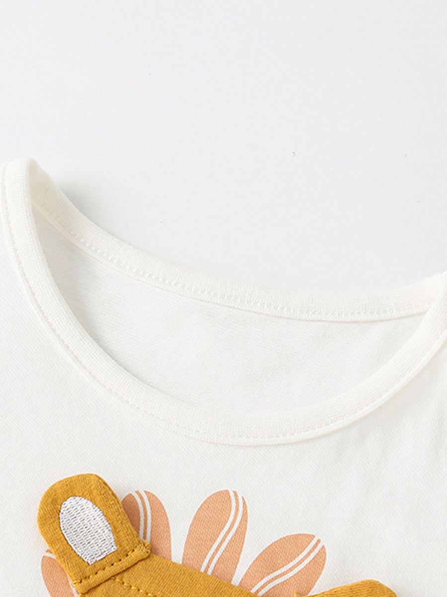 Woodland Wonders Cream Appliqué Ruffle Dress