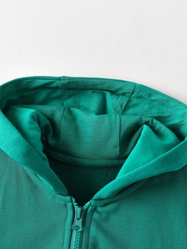 Varsity Stripe Teal Green Zip-Up Hoodie for Girls & Boys 2-9 Years