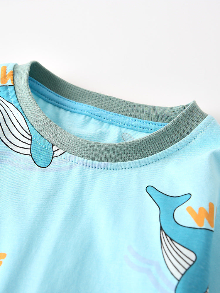 Whale of a Time Blue Graphic Pajama Set for Girls & Boys 2-9 Years