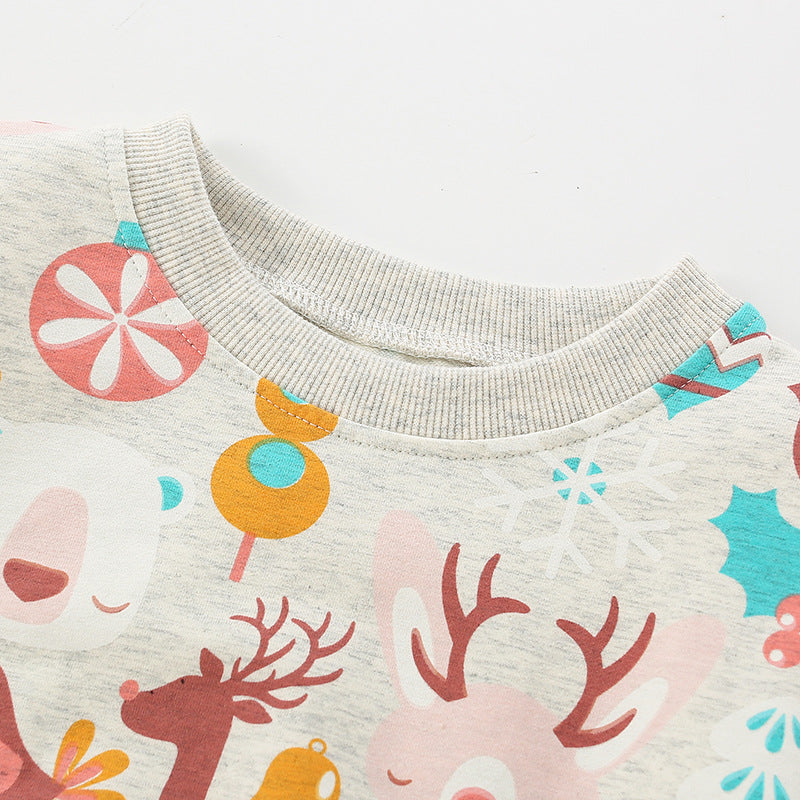 Holiday Friends Oatmeal Print Pocket Sweatshirt for Girls & Boys 2-9 Years