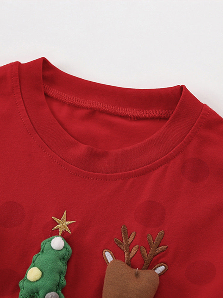 Holiday Friends Red Appliqué Dress for Girls 2-9 Years