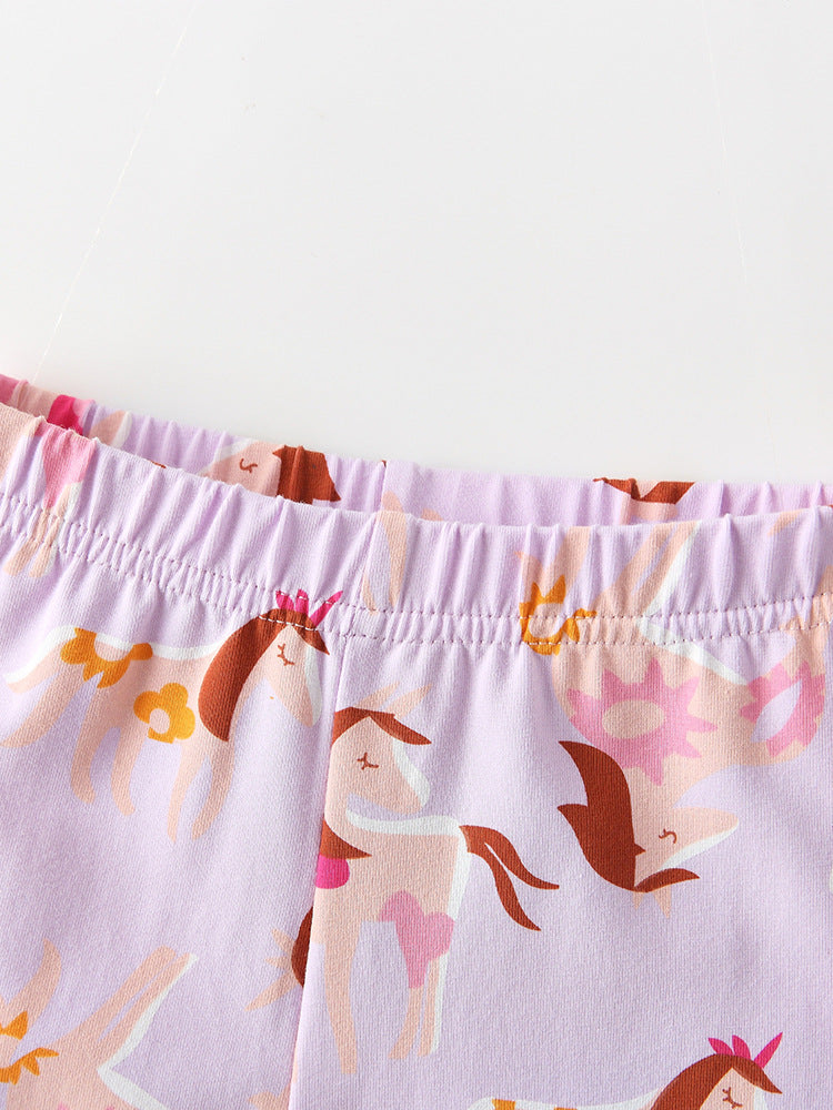 Unicorn Meadow Lilac Print Leggings for Girls 2-9 Years