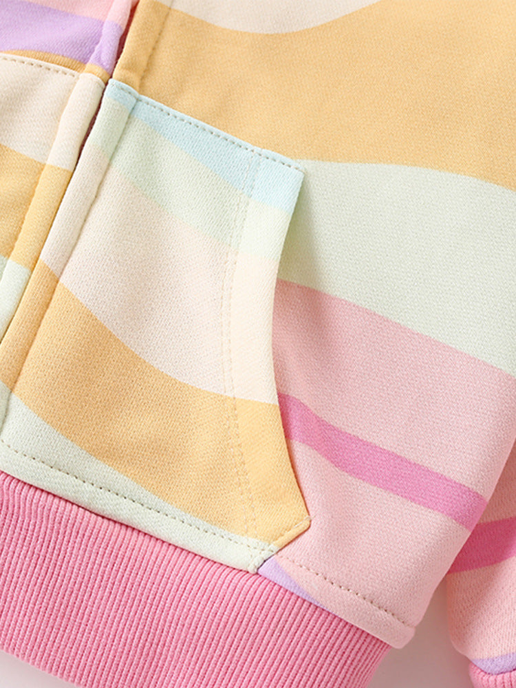 Pastel Waves Multi-Color Zip-Up Hoodie for Girls & Boys 2-9 Years