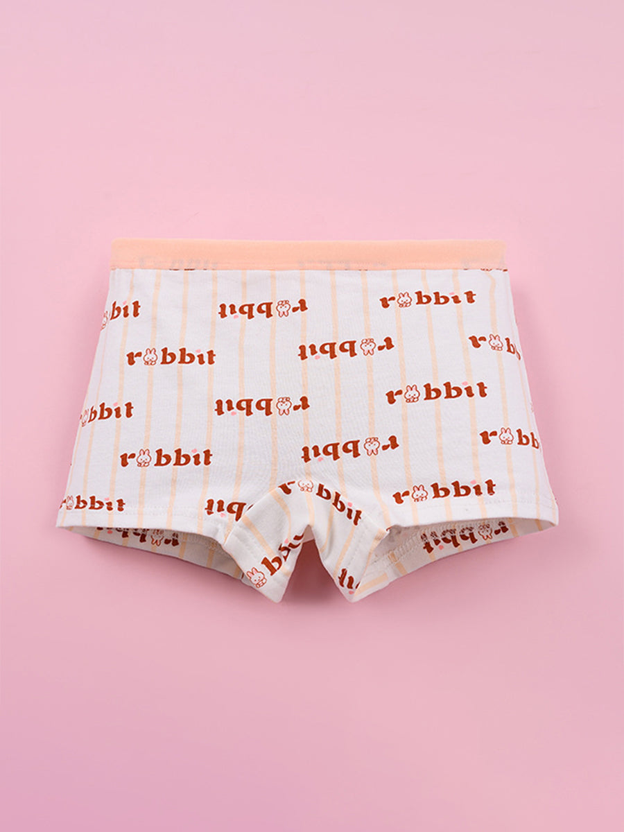 Sweet Bunny Peach Assorted Boyshorts (4-Pack) for Girls