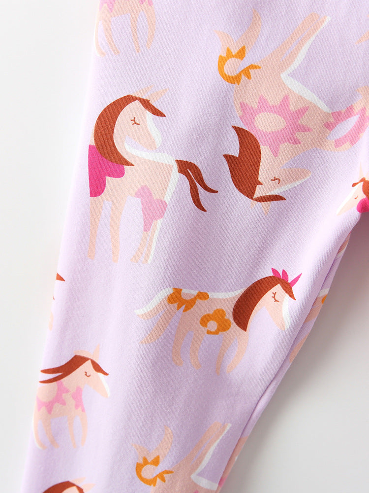 Unicorn Meadow Lilac Print Leggings for Girls 2-9 Years