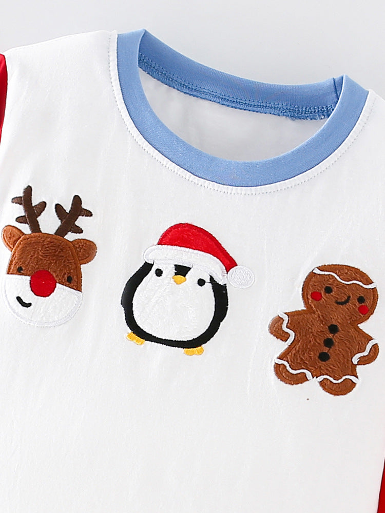 Holiday Friends Appliqué & Plaid Pajama Set for Girls & Boys 2-9 Years