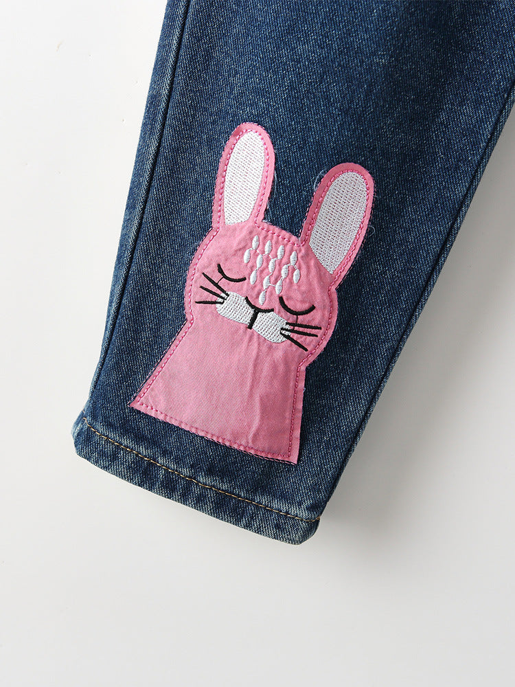 Garden Buddies Dark Wash Appliqué Jeans for Girls 2-9 Years