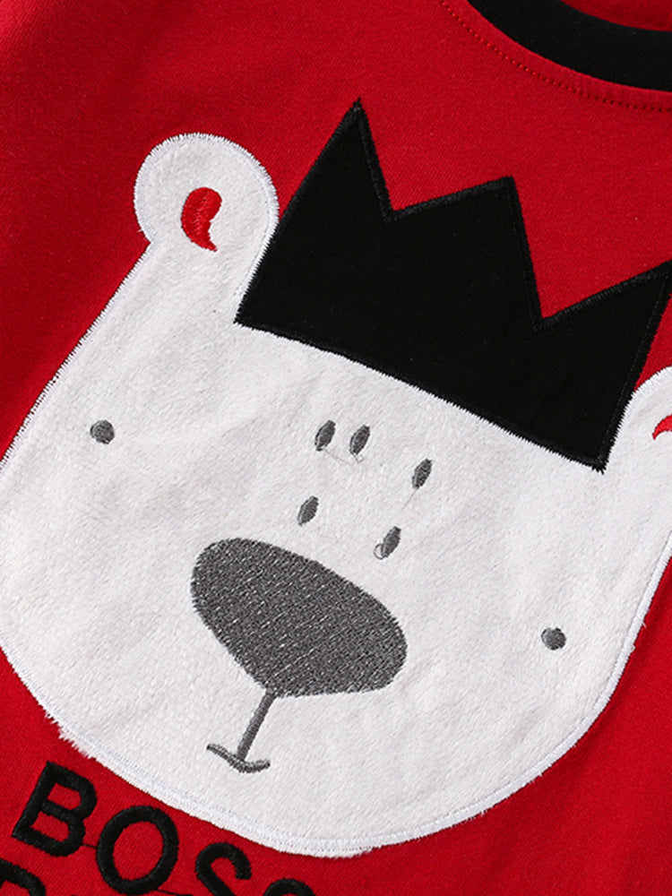 Boss Bear Red & Plaid Pajama Set for Girls & Boys 2-9 Years