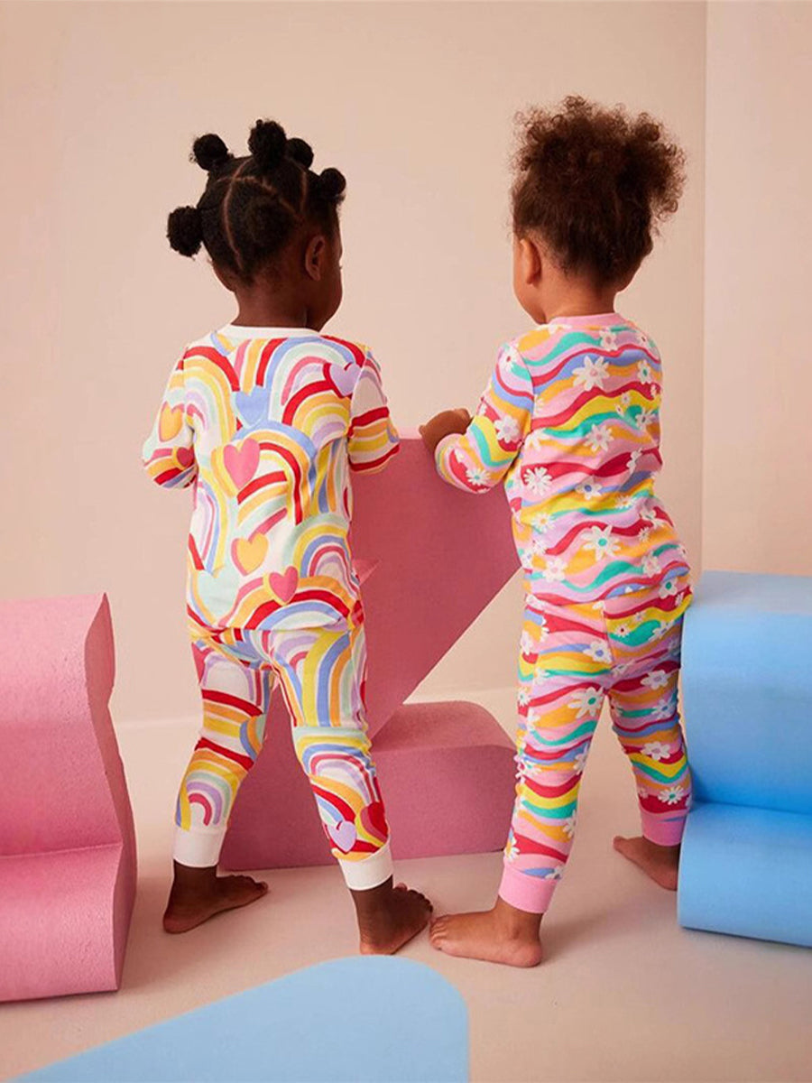 Daisy Dreamland Rainbow Wave Pajama Set for Girls 2-9 Years