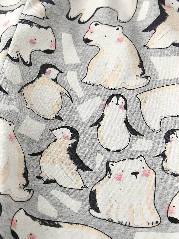 Arctic Pals Grey Polar Bear & Penguin Leggings for Girls & Boys 2-9 Years