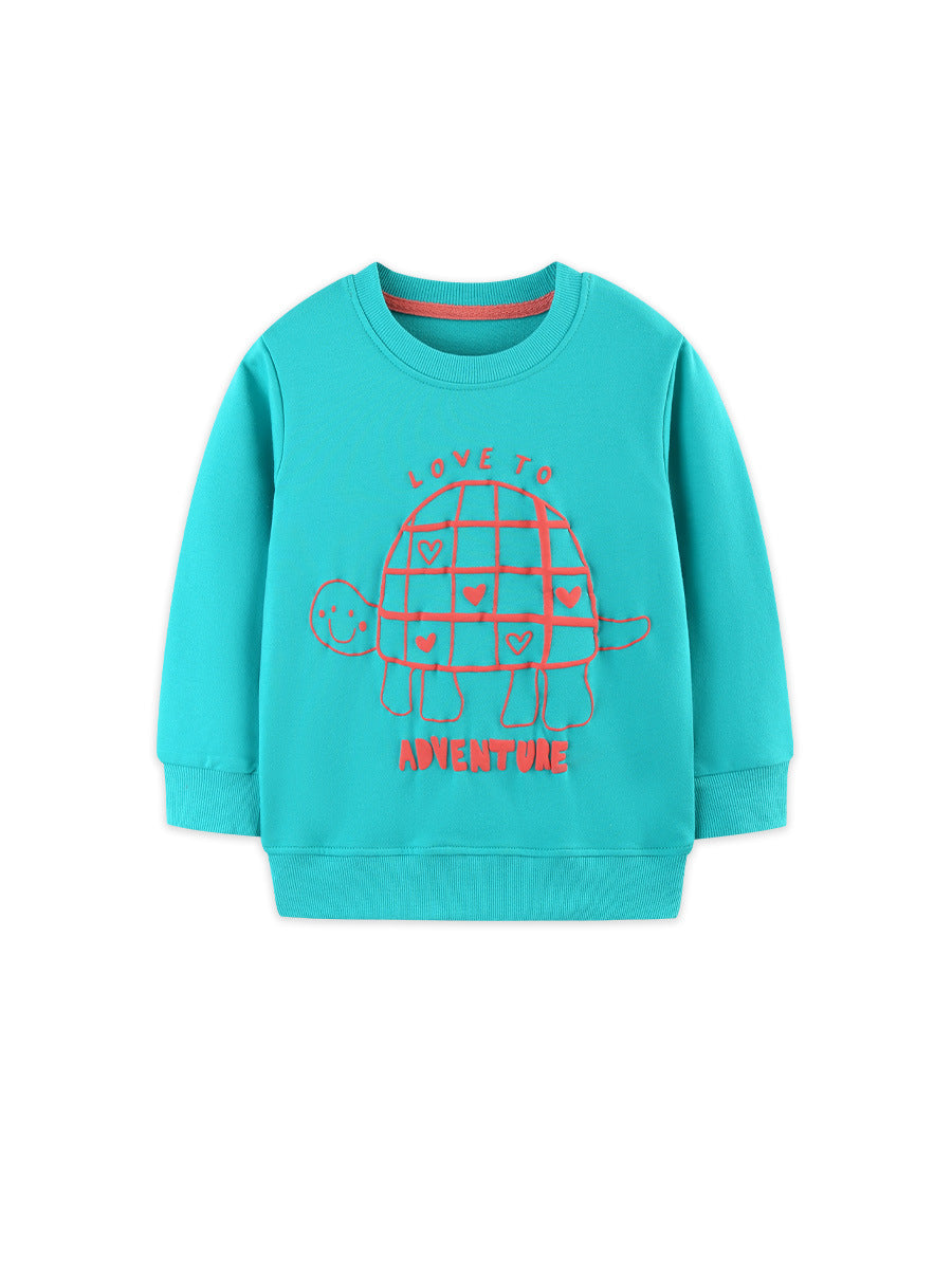 Adventure Turtle Teal Graphic Sweatshirt for Girls & Boys 2-9 Years