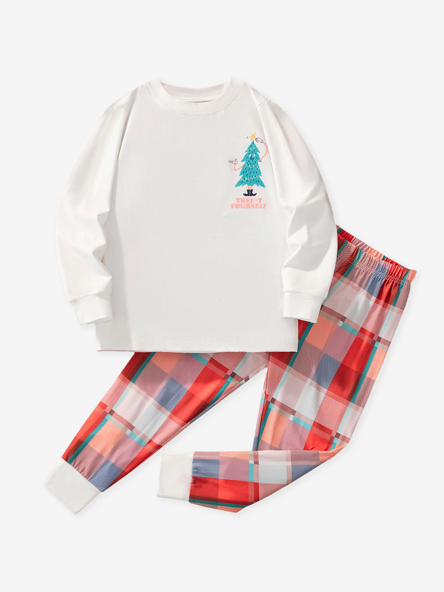 Silly Tree Holiday Plaid Pajama Set for Girls & Boys 2-9 Years