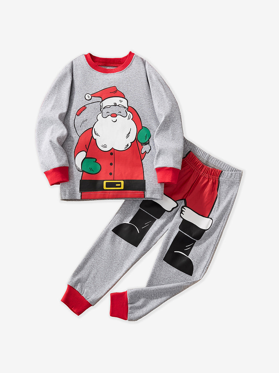 Cozy Santa Grey Christmas Pajama Set for Girls & Boys 2-9 Years