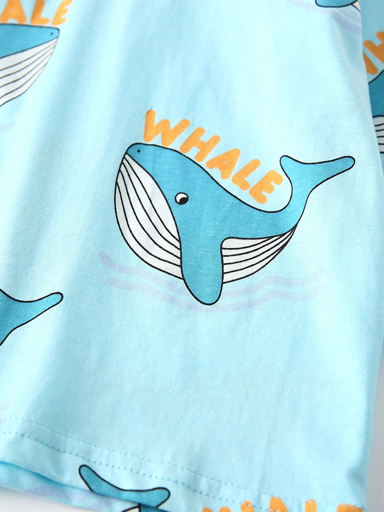 Whale of a Time Blue Graphic Pajama Set for Girls & Boys 2-9 Years