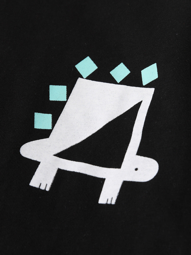 Geo Dino Black Graphic Tee & Striped Jogger Set for Boys 2-9 Years