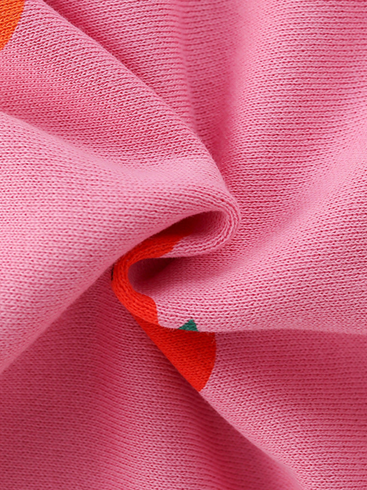 Apple Pink Print Zip-Up Hoodie for Girls & Boys 2-9 Years