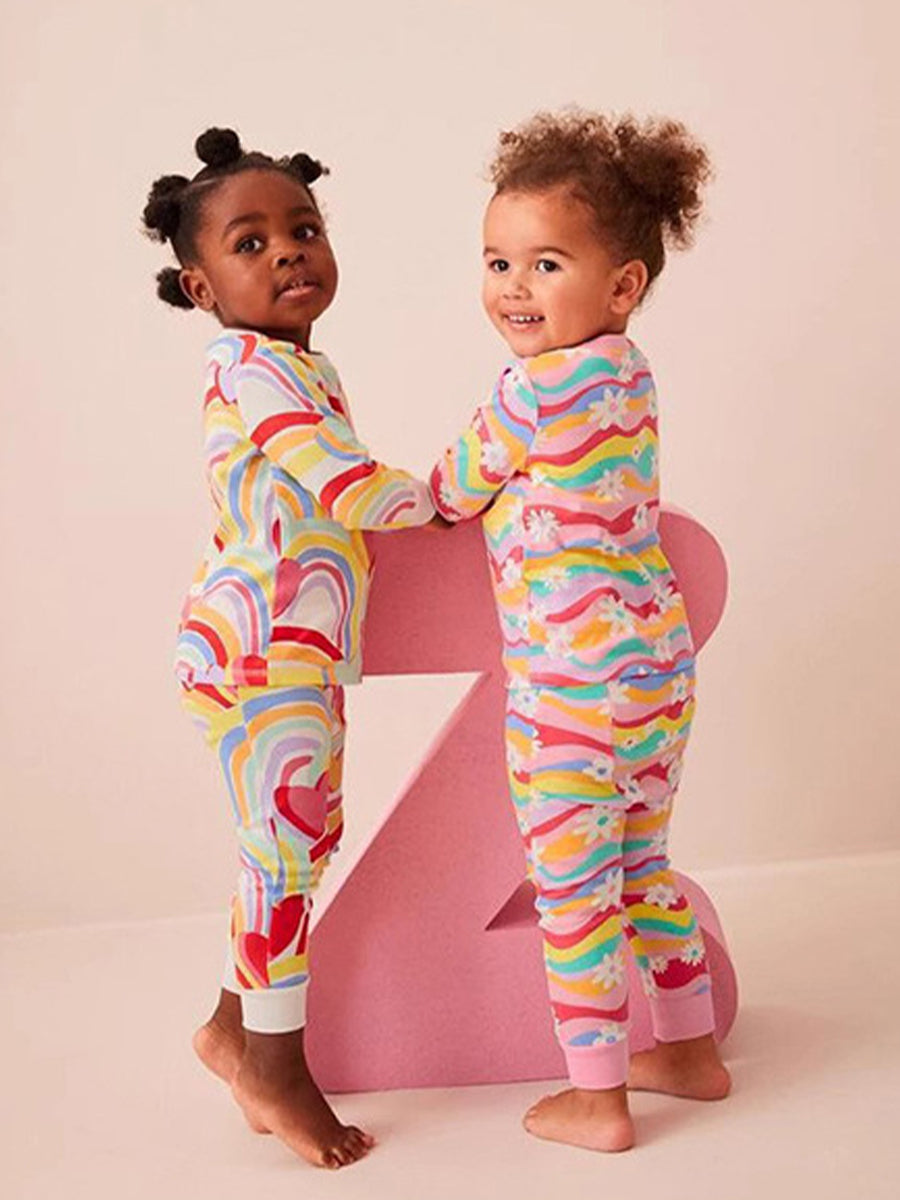 Daisy Dreamland Rainbow Wave Pajama Set for Girls 2-9 Years