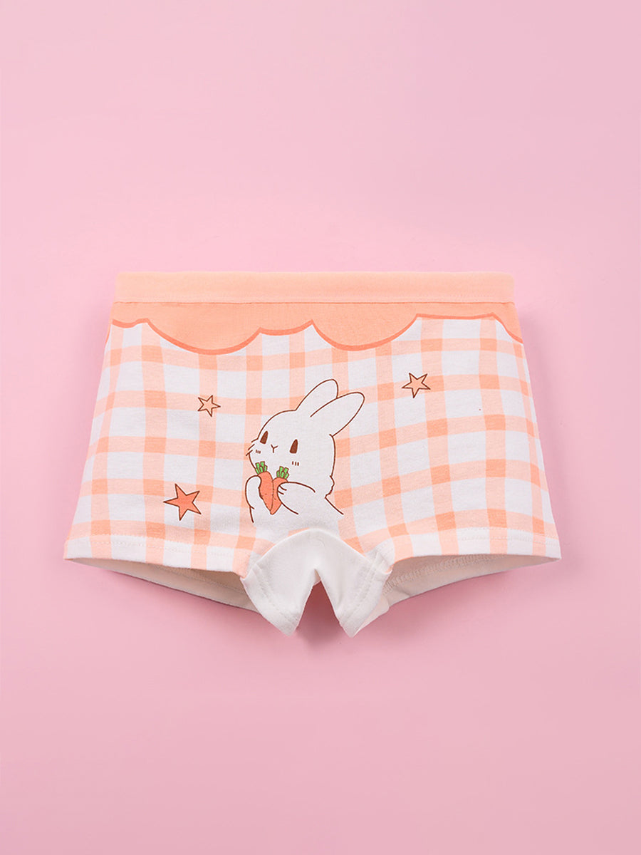 Sweet Bunny Peach Assorted Boyshorts (4-Pack) for Girls