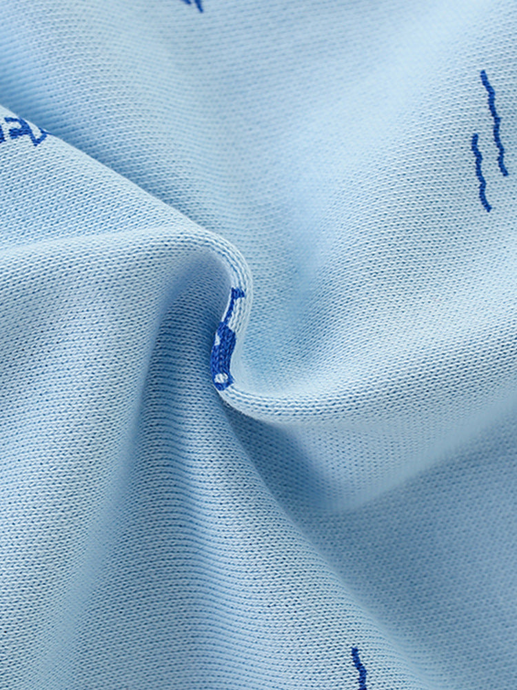 Seaside Friends Light Blue Print Zip-Up Hoodie for Girls & Boys 2-9 Years