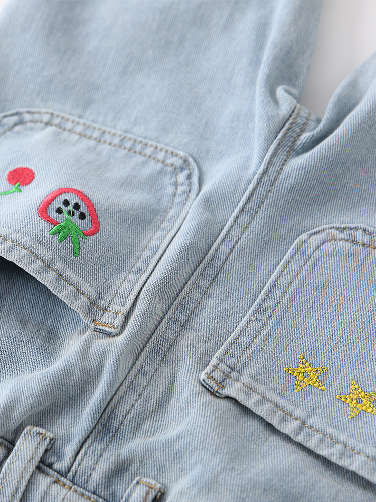 Berry Patch Embroidered Light Wash Jeans for Girls 2-9 Years