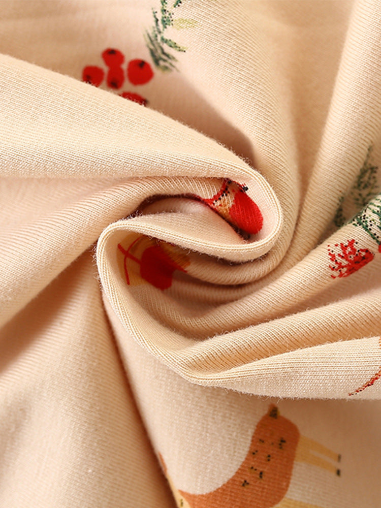 Festive Fawn Cream Reindeer Pocket Dress for Girls 2-9 Years