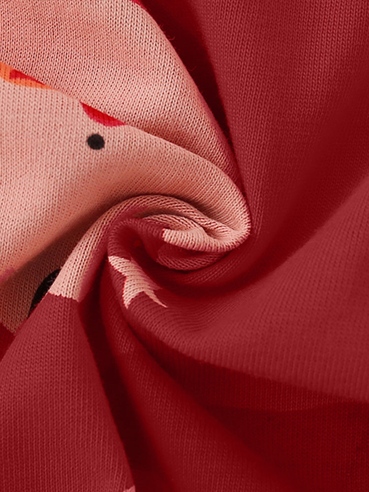 Jolly Santa Red Print Pajama Set for Girls & Boys 2-9 Years