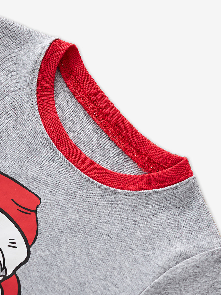 Cozy Santa Grey Christmas Pajama Set for Girls & Boys 2-9 Years