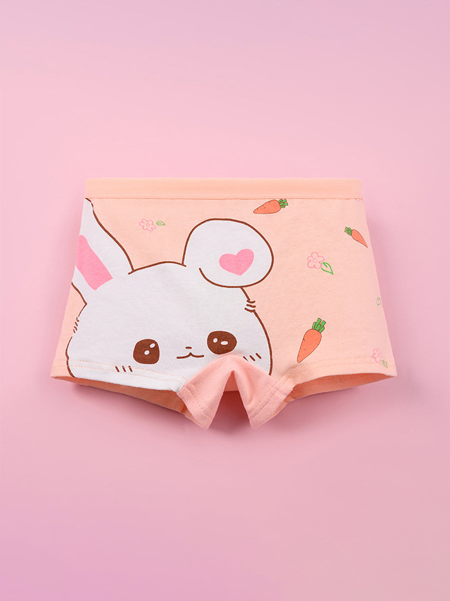 Sweet Bunny Peach Assorted Boyshorts (4-Pack) for Girls