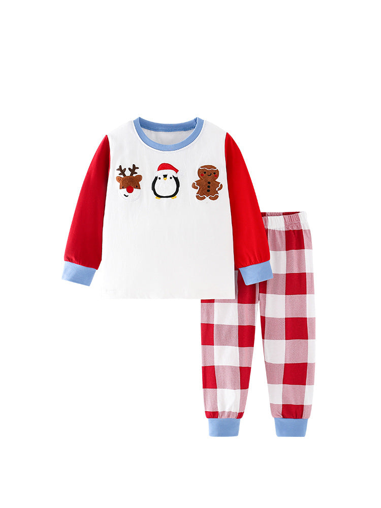 Holiday Friends Appliqué & Plaid Pajama Set for Girls & Boys 2-9 Years