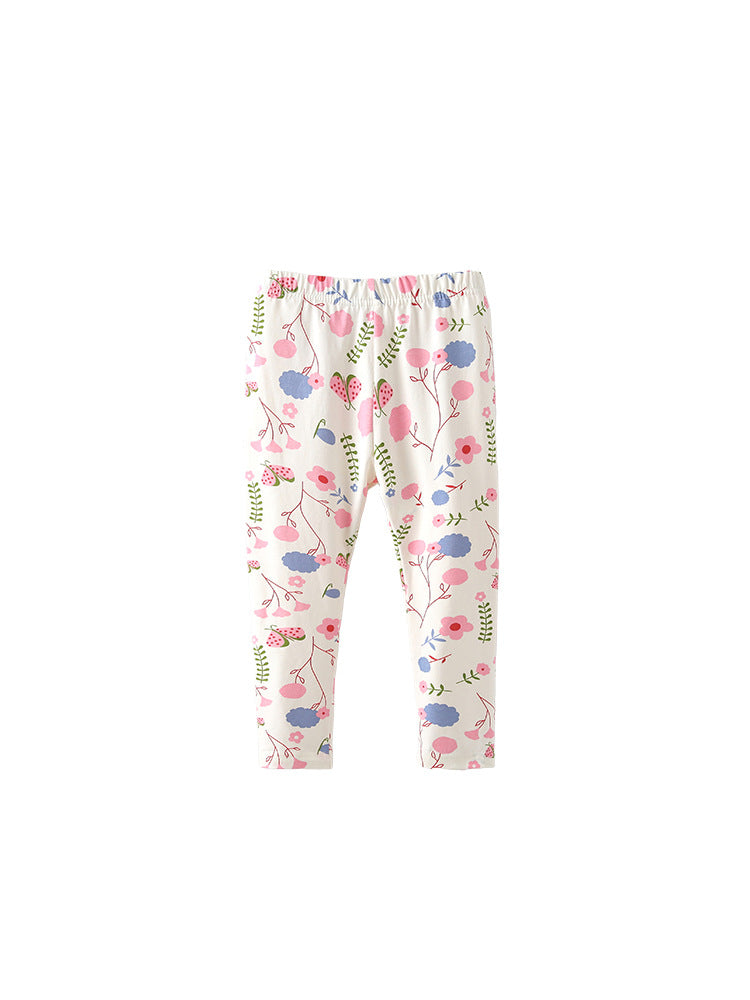 Whimsical Garden Floral Print Leggings for Girls 2-9 Years