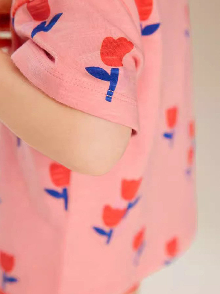 Fun Day Tulip Pink & Orange Shorts Set for Girls & Boys 2-9 Years