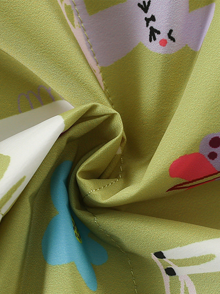 Enchanted Forest Green Print Puffer Jacket for Girls 2-9 Years